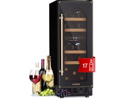 Klarstein Wijnkoeler Vilhelmine Vinovilla 17 Built-In Duo Edition wijnkoelkast 17 flessen 3 kleuren glazen deur - 57 cm - 2 Zones Touch Vrijstaand Inbouw - Zwart - voor Keuken - Display - Wit - Wijnklimaatkast - Wijnkast - Wine Cooler