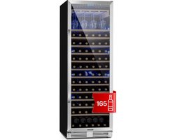 Klarstein Wijnkoeler Vinovilla Grande 165 - Built-In Uno Wijnkoelkast - 425 Liter - 165 Flessen - Glazen deur - Zilver - 70 cm - Vrijstaand Inbouw - Wit - RVS glas - Rood - Wijnklimaatkast - Wijnkast - Wine Cooler - Wine Fridge