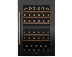 Klarstein Wijnkoeler Vinsider 57 Duo , 2 zones - 57 flessen, 5-22 °C, stil 38 dB, inbouw, UV-beschermd glas, houten planken, roestvrij staal, R600a - Wijnkoelkast - 143L - voor Wijnliefhebber - Houten Schappen Compressor