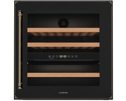 Klarstein Wijnkoeler Vinsider Victoria 36 – 36 flessen, 2 zones, 5–22 °C, touchbediening, LED, UV-bescherming, inbouw, zwart - Wijnkoelkast - 41 dB - voor Bar - Stil Houten Schappen Temperatuurregeling - Wijnklimaatkast - Wijnkast