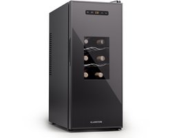 Klarstein Wijnkoeler vrijstaande wijnkoelkast 1 zone, drankkoelkast klein, kleine wijnkoelkast, wijn koelkast klein met glazen deur, indoor/outdoor flessenkoelkast, wine fridge, 12 flessen - Wijnklimaatkast - 31L 35 dB 51 cm - voor Bar