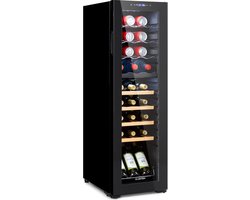 Klarstein Wijnkoeler Vrijstaande Wijnkoelkast voor 27 Flessen – Drankkoelkast met 2 Koelzones & Energiezuinige Compressor, Ideaal voor Wijnliefhebbers - 74L 48 cm - 2 Zones Touch UV-Bescherming Houten Schappen - Wijnklimaatkast