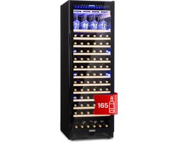 Klarstein Wijnkoeler wijnkoelkast, 1-zone drankkoelkast, 433 liter inbouw wijnkast, slank ontwerp, wijnkoelkast met glazen deur, flessenkoeler voor binnen en buiten, wijnkoelkast 5-20 °C, 165 flessen - 70 cm - Vrijstaand - Wit