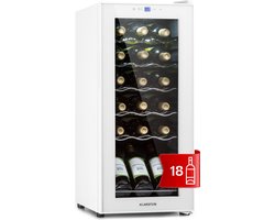 Klarstein Wijnkoeler Wijnkoelkast 1 Zone – Vrijstaande Wijnklimaatkast 50L – Compacte Drankenkoelkast met Glazen Deur – Binnen/Buiten Gebruik – voor 18 Flessen - 45 cm - voor Bar - Wijnkast - Wine Cooler - Wine Fridge