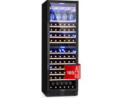 Klarstein Wijnkoeler Wijnkoelkast, 2 Zones Drankenkoelkast, 425L Inbouw Wijnkast Smal, Wijnkoelkast Met Glazen Deur, Binnen/Buiten Flessenkoelkast, Wine Fridge 5-20°C, 165 Flessen - 70 cm - Touch Vrijstaand - Wit - Wijnklimaatkast