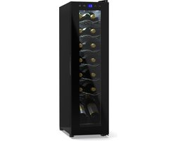 Klarstein wijnkoelkast, 1 zone drankkoelkast met glazen deur, geruisloze indoor/outdoor koelkast, kleine 41 L koelkast voor flessen, wijnkast voor dranken, wijnkoeler voor 14 flessen