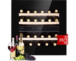 Klarstein Wijnkoelkast vrijstaand, Kleine drankenkoelkast smal, 2 zones wijnkoelkast met glazen deur, Indoor/Outdoor Beersafe, Koelkast klein met led-lichten, 5-20°C, 25 flessen