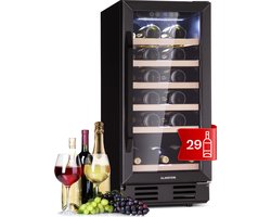 Klarstein wijnkoelkast vrijstaand, kleine drankkoelkast smal, 1-zone wijnkoelkast met glazen deur, indoor/outdoor beersafe, koelkast klein met UV-bescherming, 5-18°C, 31 flessen