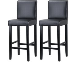 Klarven® Barkrukken Grijs - Barkrukken Set van 2 - Barkrukken Hout - Bar Stool - Kunstleer, Stevige Houten Poten - Zithoogte ca. 75cm b41xd43cm