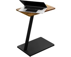 Klarven® Bijzettafel Bank Hout vintage - Bijzettafel Rond - Bijzettafel - Bijzettafel - Bijzettafel - Ruimtebesparende bijzettafel met stabiel metaalframe, multifunctioneel inzetbaar - C-vorm b48xd33xh64cm