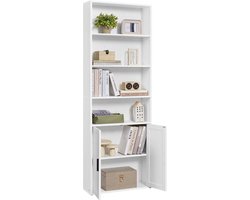 Klarven® Boekenkast Wolkenwit - Boekenkastje - Open Boekenkast - Bookcase - Verstelbare Planken, Kantelbeveiliging - 6 Lagen - 60x24x175 cm