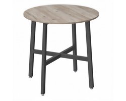 Klarven® Eettafel Rond Greige Inktzwart - Industriële Eettafel - Eettafel Zwart - Stabiel met Kantelbeveiliging