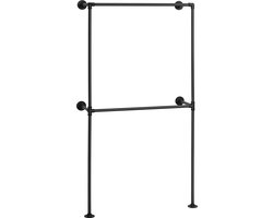 Klarven® Kledingrek Type3 - Kledingkast Slaapkamer - Kledingstang met 5 Planken en 2 Kledingroedes - Industrieel Open Garderobe - Ruimtebesparend - B 283 x H 186 x D 33,5 cm