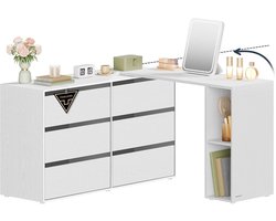 Klarven® Ladekast Wit - Kaptafel Ladekast - Ladekasten Slaapkamer - Ladekast Bureau - Dresser - Gereedschapsloze Montage - Met Plank en Kantelbeveiliging