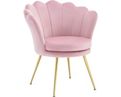 Klarven® Loungestoel Roze - Velours Loungestoel - Loungestoel Binnen - Loungestoel Slaapkamer - Loungestoelen - Lounge Chair - Zacht velours, stevige metalen poten - Verstelbare voetdoppen, draagvermogen 150 kg - B68xd62xh75cm