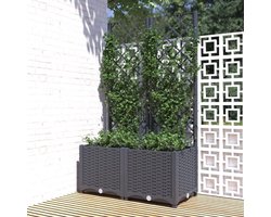 Klarven® Plantenbak met Klimrek - Plantenbakken voor Buiten - Balkon en Terras - Voor Klimplanten, Bloemen en Kruiden - Polypropyleen - Grijs - B 40 x D 136 x H 136 cm