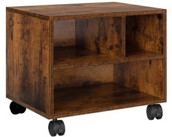 Klarven® Printerstandaard Bruin - Op wielen met vergrendelbare remmen - 3 open vakken voor printerpapier en kantoorspullen - B 40 x D 30 x H 35 cm