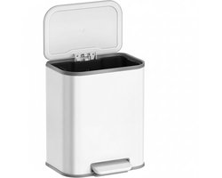 Klarven® Prullenbak Wolkenwit - Pedaalemmer met Deksel - 20 Liter Afvalemmer - Stevig Stalen Frame, Deksel Blijft Netjes Dicht