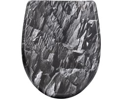 Klarven® Toiletbril Softclose Stenen rots - Wc-bril Softclose - Toiletbril - Stille Sluiting, Snel Demonteerbaar Voor Reiniging, Antislip Bufferdopjes, Draagvermogen 150 Kg - O-vorm