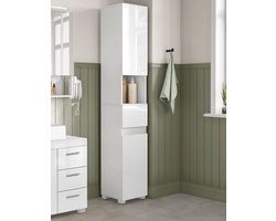 Klassiek Wit Badkamermeubel - Opbergmeubel - MDF-meubel - Ruim ontwerp - Stevige constructie - Eenvoudige montage - 30 cm x 30 cm x 170 cm