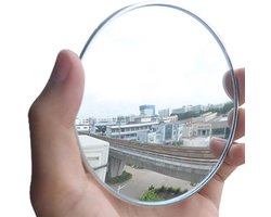 Klassieke, bolle selfie-spiegel met grijze lijst van 9,5 cm, draagbaar, groothoek, reflecterend, rond model, ideaal voor op reis, compact formaat, fotoaccessoire voor stellen en vrienden
