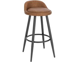 Klassieke Bruine Counterkruk: Robuuste Bistrokruk met Stijlvolle Kunstlederen Zitting, Ideaal voor Bar en Keuken