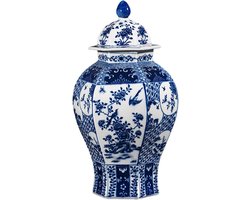 Klassieke Chinese Keramiek Vaas Blauw Wit Porselein met Deksel voor Woondecoratie