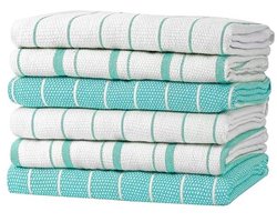 Klassieke Keukenhanddoeken 6 Stuks - 50,8 x 71 cm - 100% Natuurlijk Katoen - Herbruikbare Vaatdoeken - Super Absorberend - Machinewasbaar