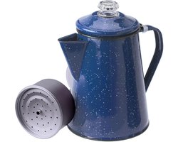 Klassieke Koffiekan met Percolator voor Buiten & Camping - 1.2L Blauw
