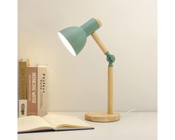 Klassieke LED Bureaulamp van Hout - Verstelbare Tafellamp voor Kantoor en Slaapkamer