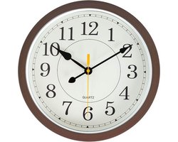 Klassieke Quartz Wandklok Met een Stille Uurwerk - Landelijke Design -  30cm - Bruin