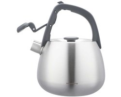 Klassieke roestvrijstalen waterkoker met fluitje - 2,5 liter - zilvergrijs