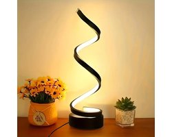 Klassieke spiraalvormige LED-tafellamp - Dimbare metalen tafellamp - Verlichting met 3 kleurtemperaturen - Moderne decoratieve lamp - Woonkamer- en kantoorlamp - Zwarte bedlamp