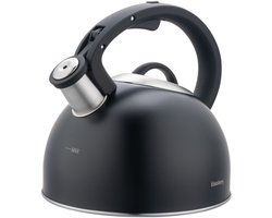 Klausberg 7911 - Fluitketel met fluit - 2.5 liter - RVS - zwart