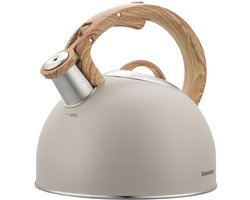 Klausberg 7913 - Fluitketel met fluit - 2.5 liter - RVS - beige