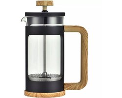 KLAUSBERG French Press 350 ml - Zwarte Cafetière met Houtlook - Glazen Koffiezetter voor Koffie en Thee - Roestvrijstalen Filter - Model KB-7679