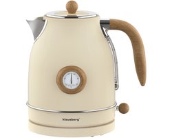 Klausberg KB-9006 Waterkoker 1.7 Liter Retro Design - Analoge Thermometer - 2200W - Ronddraaiende Basis 360° - Roestvrijstaal 304