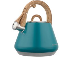 Klausberg - KB-9063 - Fluitketel 2.5L - RVS Waterketel - Matte Afwerking - Met Fluit - Afneembaar Deksel - Inductie - Gas - Elektrisch - Keramisch - Theeketel voor Koffie en Thee - Brede Voet - Turquoise Blauw