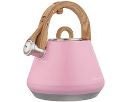 Klausberg - KB-9064 - Fluitketel - RVS Waterketel - Matte Afwerking - Met Fluit - Afneembaar Deksel - Inductie - Gas - Elektrisch - Keramisch - Waterkoker voor Thee en Koffie - 20 cm - 2.5L - Pastelroze