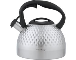 Klausberg Waterkoker Fluitketel RVS 3.0 Liter (Zilver) - Voor Alle Hittebronnen (ook inductie) - Waterketel - Waterkoker