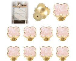 Klavertje vier handvatten - Lade knoppen - Meubels decoreren - Dubbel haak ontwerp - 10 stuks - Roze goud