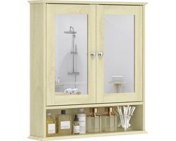 Kleankin spiegelkast - MDF, glas - 56 x 13 x 58 cm - Natuurlijk hout