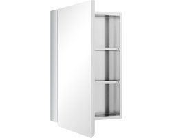 Kleankin Spiegelkastje/Medicijnkastje - Roestvrij staal - 39x12x60cm - Zilver
