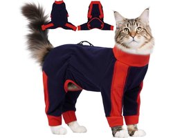 Kleding alleen voor katten, onesie, 4-poots kattenondergoed, kleverige kleding, zachte warme winterjas, Postoperatief pak om te stoppen met likken en krabben, ademend voor