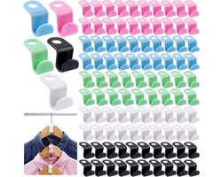 Kleding Hanger Haken - Garderobe Organizers - Kastruimte Besparen - Verticaal Ophangen - 200 Stuks - Kleurrijk
