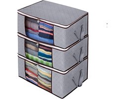 Kleding Opbergboxen Set van 4 - 60x40x35 cm - Grijs - Ruimtebesparende kleding organizers - Beyahl