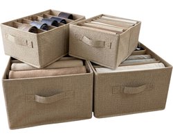 Kleding Organizer Set van 4 - Opbergboxen voor Kledingkast & Lade - Opvouwbaar - Beige - Kastinrichting voor Sokken, Ondergoed & T-shirts 2. De Focus op Orde