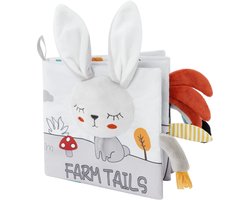 Kledingboeken voor kinderen - 3D-voelboek met hoog contrast, babyboeken en speelgoed voor baby's van 0-12 maanden, zachte babyboeken om aan te raken en te voelen, knisperend voor baby's en peuters, cadeau, speelgoed - Konijn