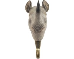 Kledinghaak Neushoorn Houtsnijwerk