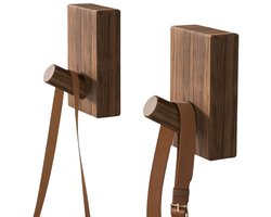Kledinghaken Van Hout – Wandmontage – Natuurlijk Hout – Veilige Afwerking – Vielzijdig Gebruik – Standaard – 2 Stuks – Zwarte Walnuss